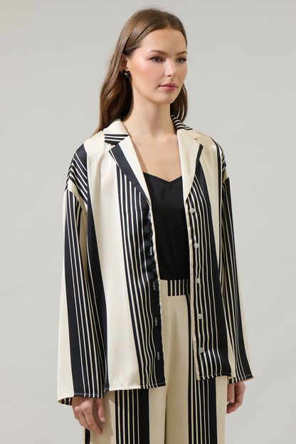 Eileen Striped Paulina Satin Oversized Shirt