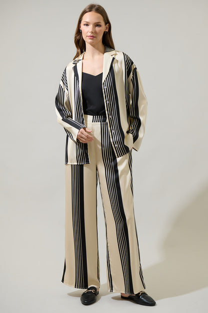 Eileen Striped Paulina Satin Oversized Shirt