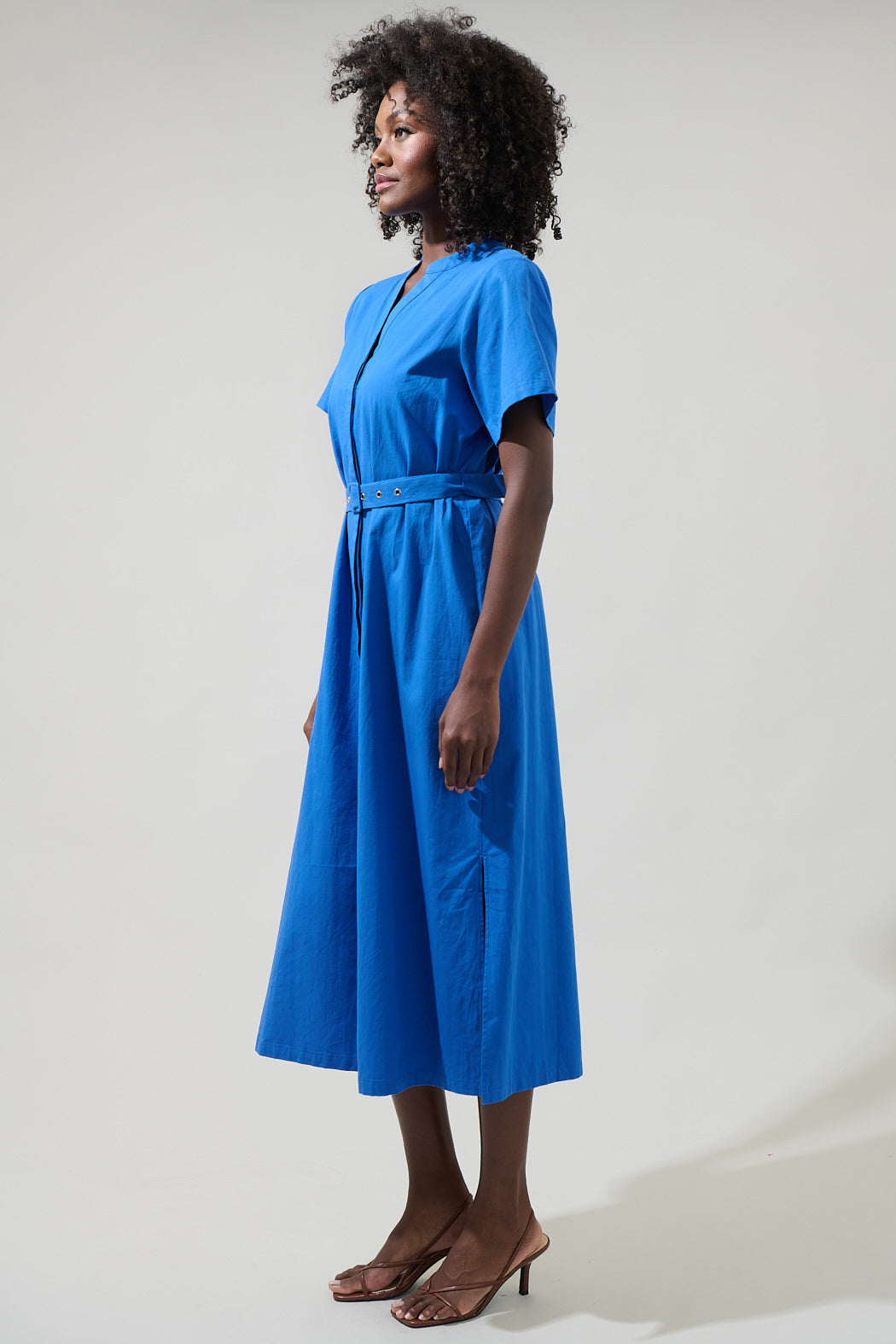 Amira Button Front Midi Dress