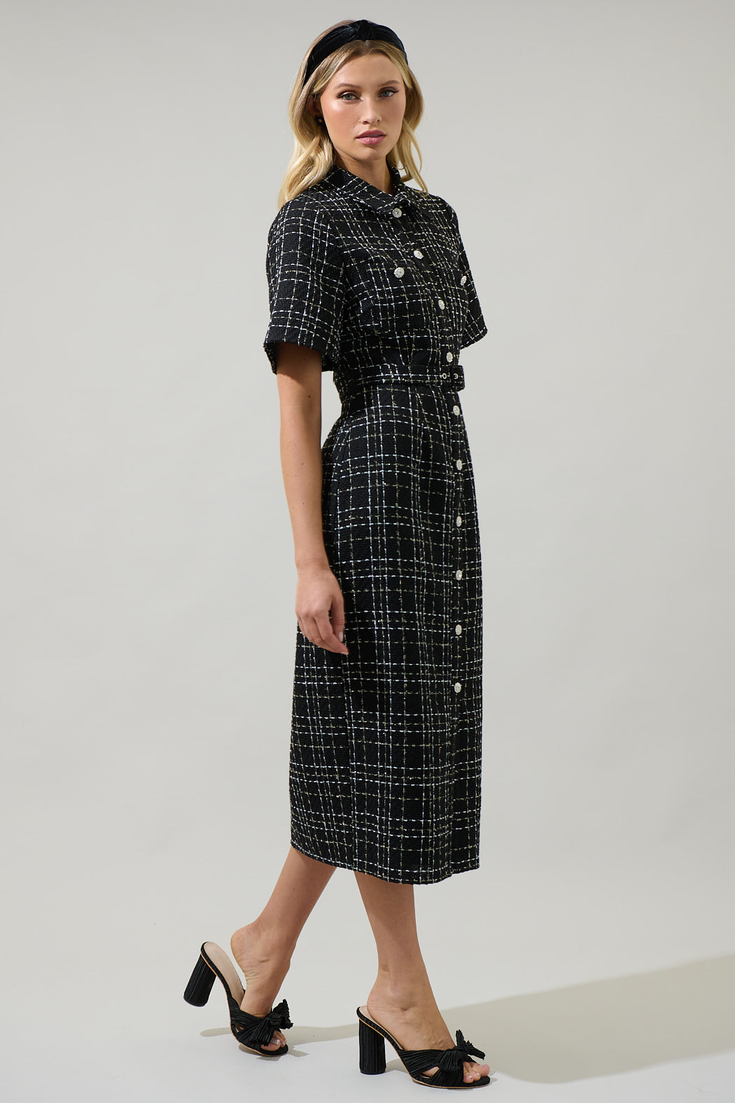 Brook Tweed Button Down Midi Dress