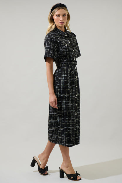 Brook Tweed Button Down Midi Dress