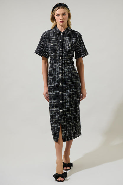 Brook Tweed Button Down Midi Dress