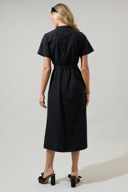 Amira Button Front Midi Dress