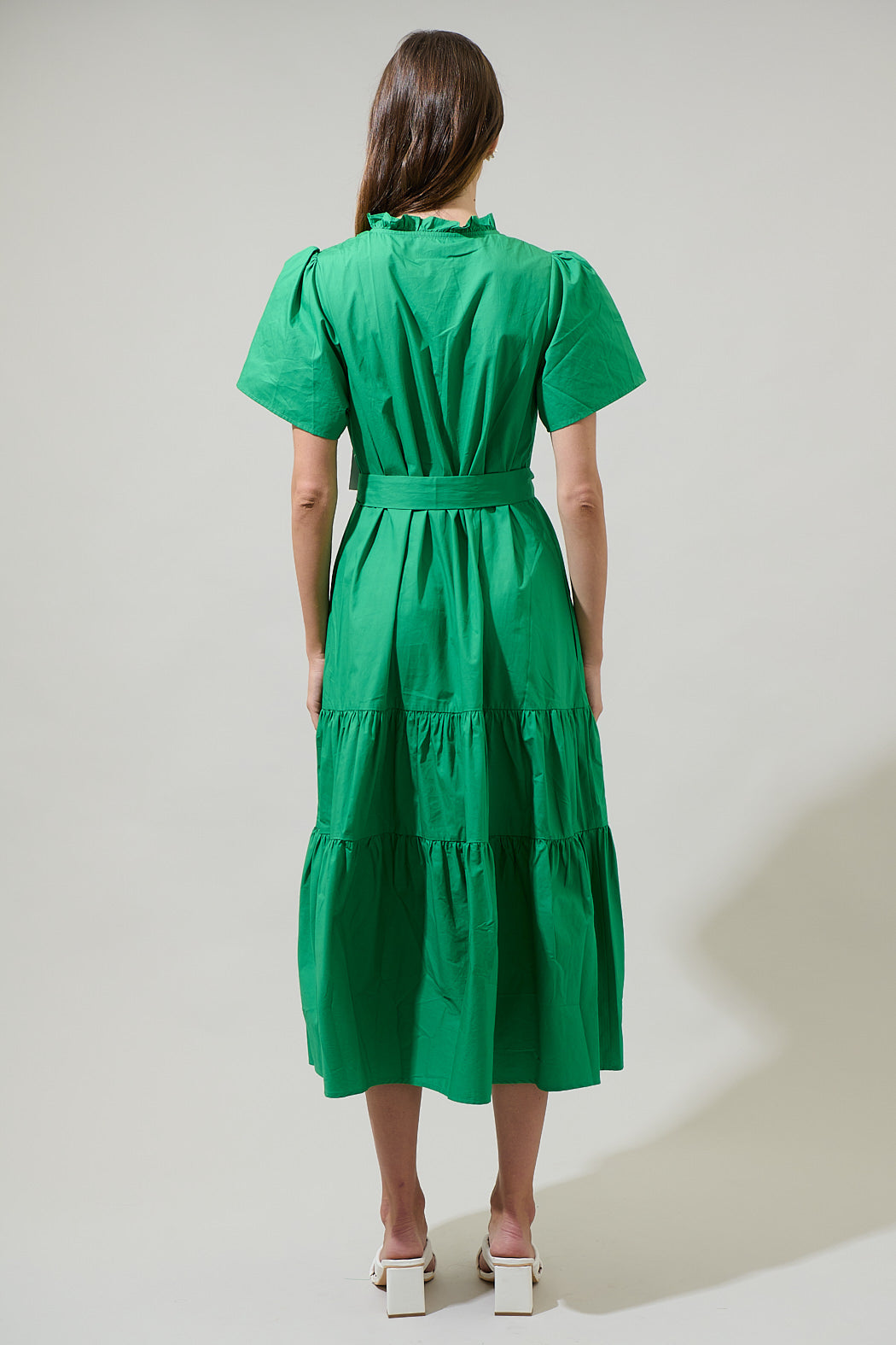 Britt Poplin Tiered Midi Dress