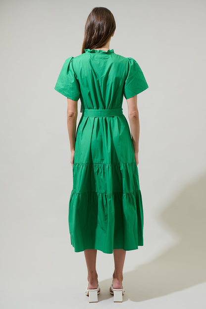 Britt Poplin Tiered Midi Dress