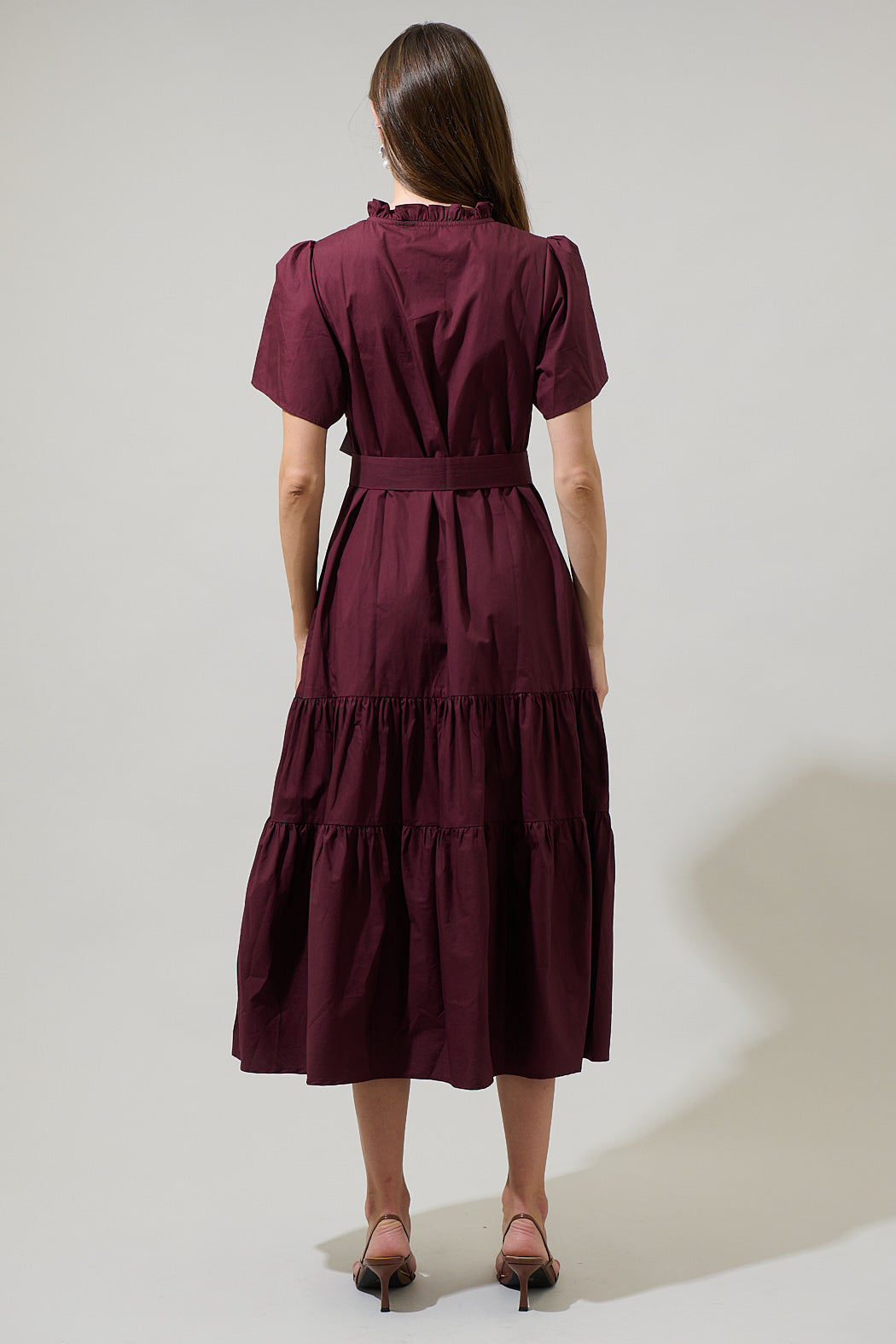 Britt Poplin Tiered Midi Dress