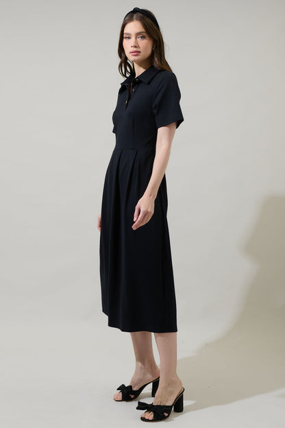 Aimee Collared Pleated Midi Dress
