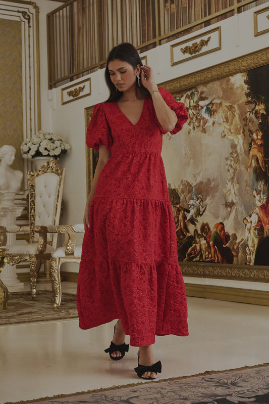 Arielle Jacquard Maxi Tiered Dress