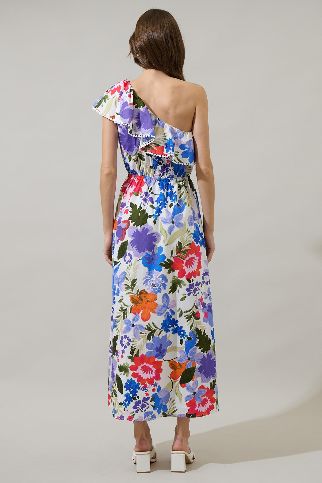 Amania Floral Suraya One Shoulder Midi Dress