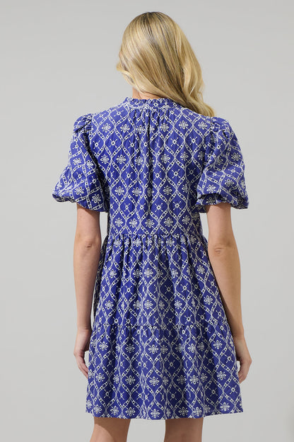 Darbie Jacey Babydoll Eyelet Mini Dress