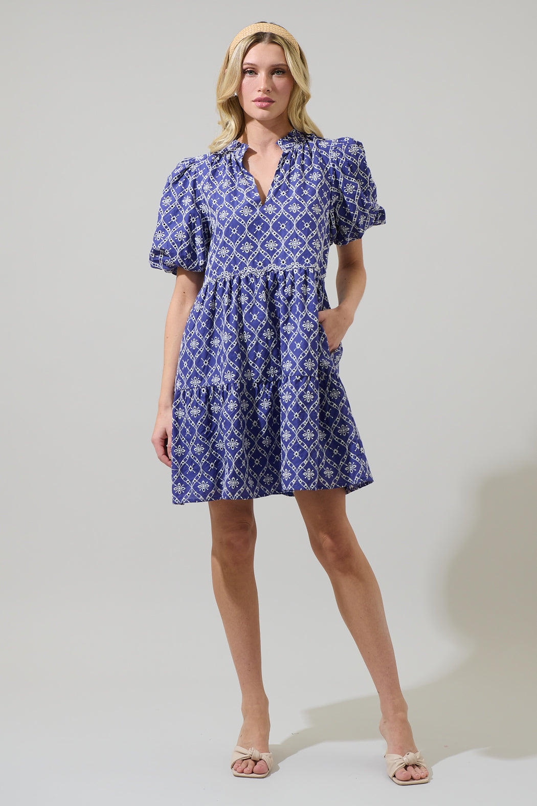 Darbie Jacey Babydoll Eyelet Mini Dress
