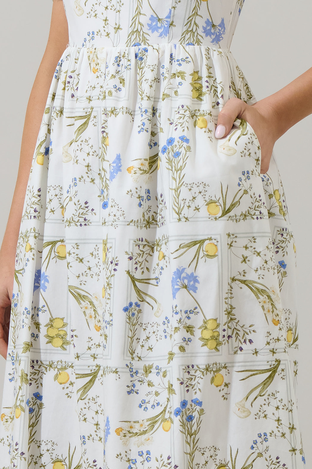 Cecily Floral Alessi Puff Sleeve Midi Dress