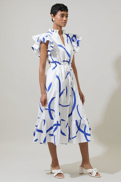 Dorma Strokes Dillan Midi Ruffle Dress