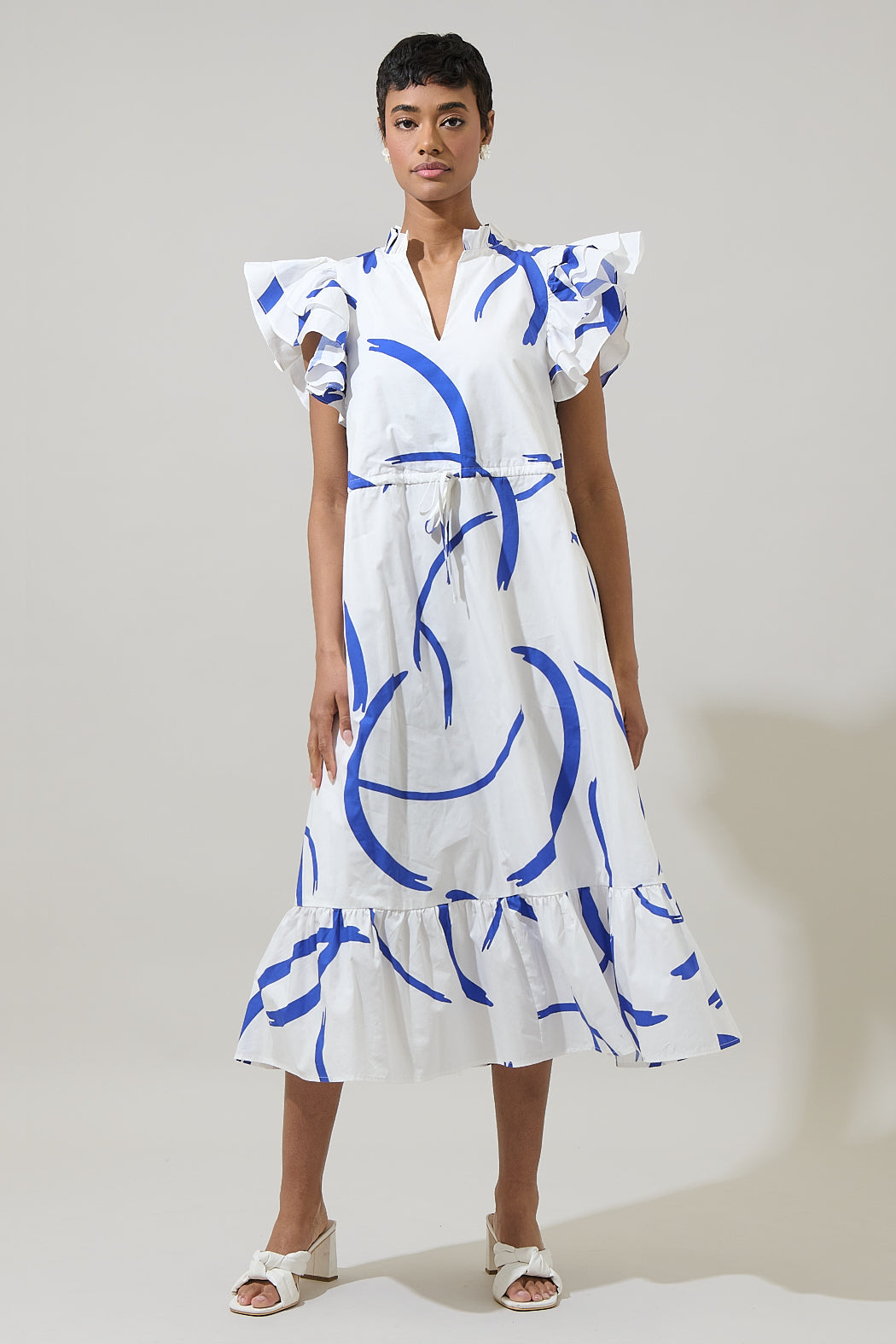 Dorma Strokes Dillan Midi Ruffle Dress
