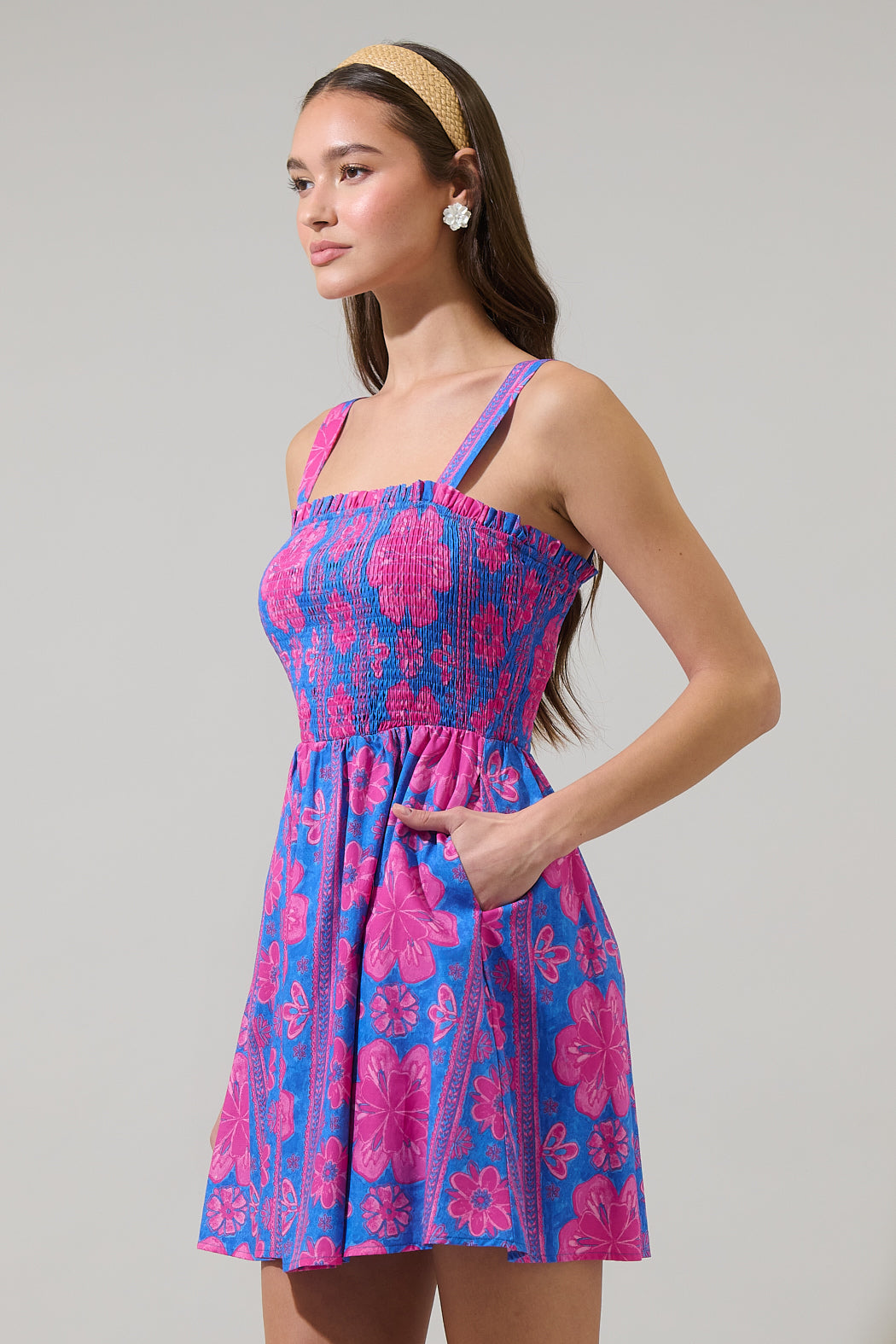 Bethel Floral Shelm Smocked Mini Dress