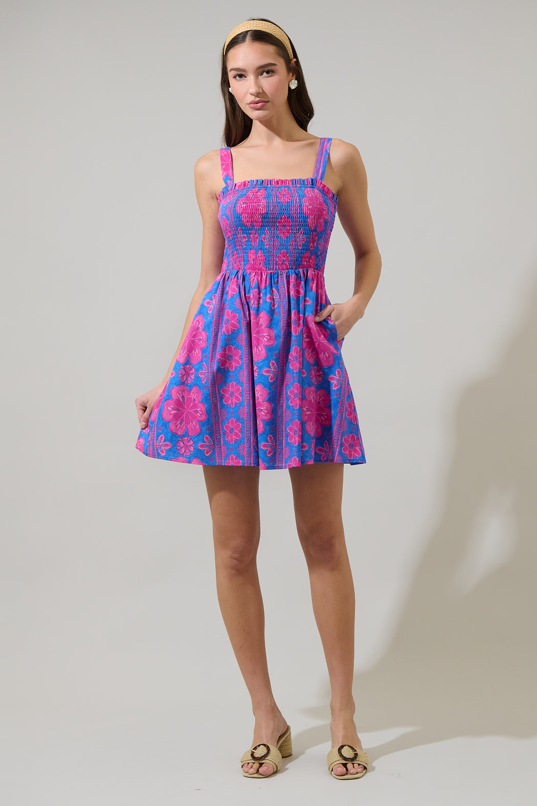 Bethel Floral Shelm Smocked Mini Dress
