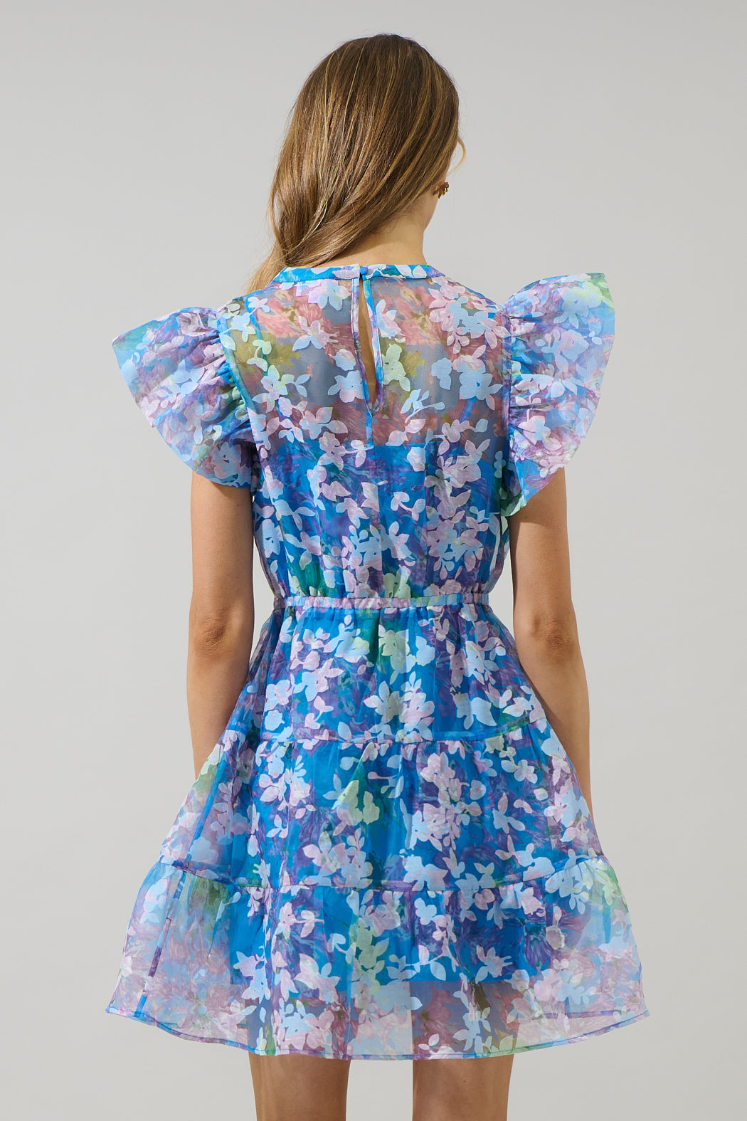 Eleni Organza Gunda Tiered Mini Dress