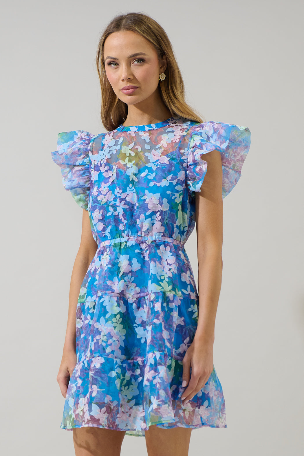 Eleni Organza Gunda Tiered Mini Dress