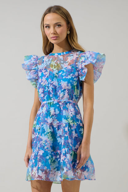 Eleni Organza Gunda Tiered Mini Dress