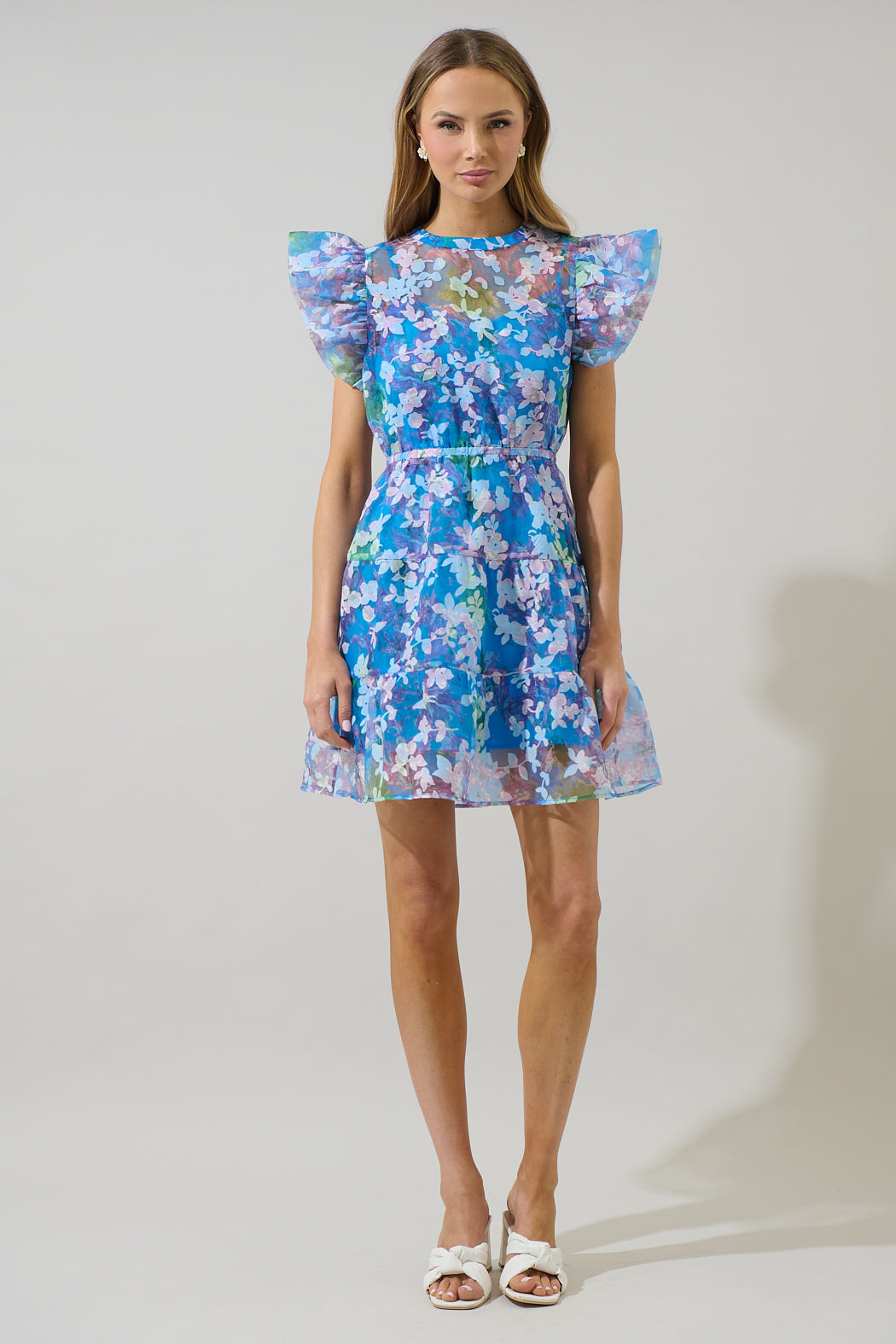 Eleni Organza Gunda Tiered Mini Dress