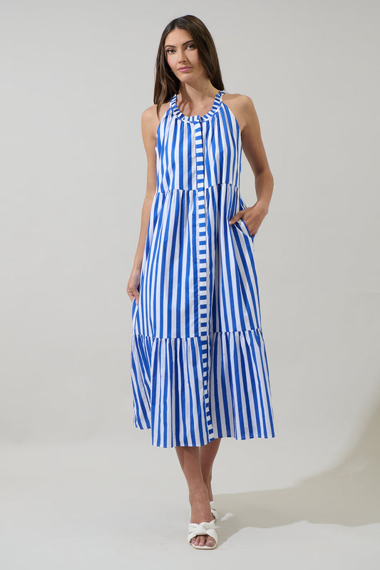 Bey Stripe Zelie Sleeveless Midi Dress