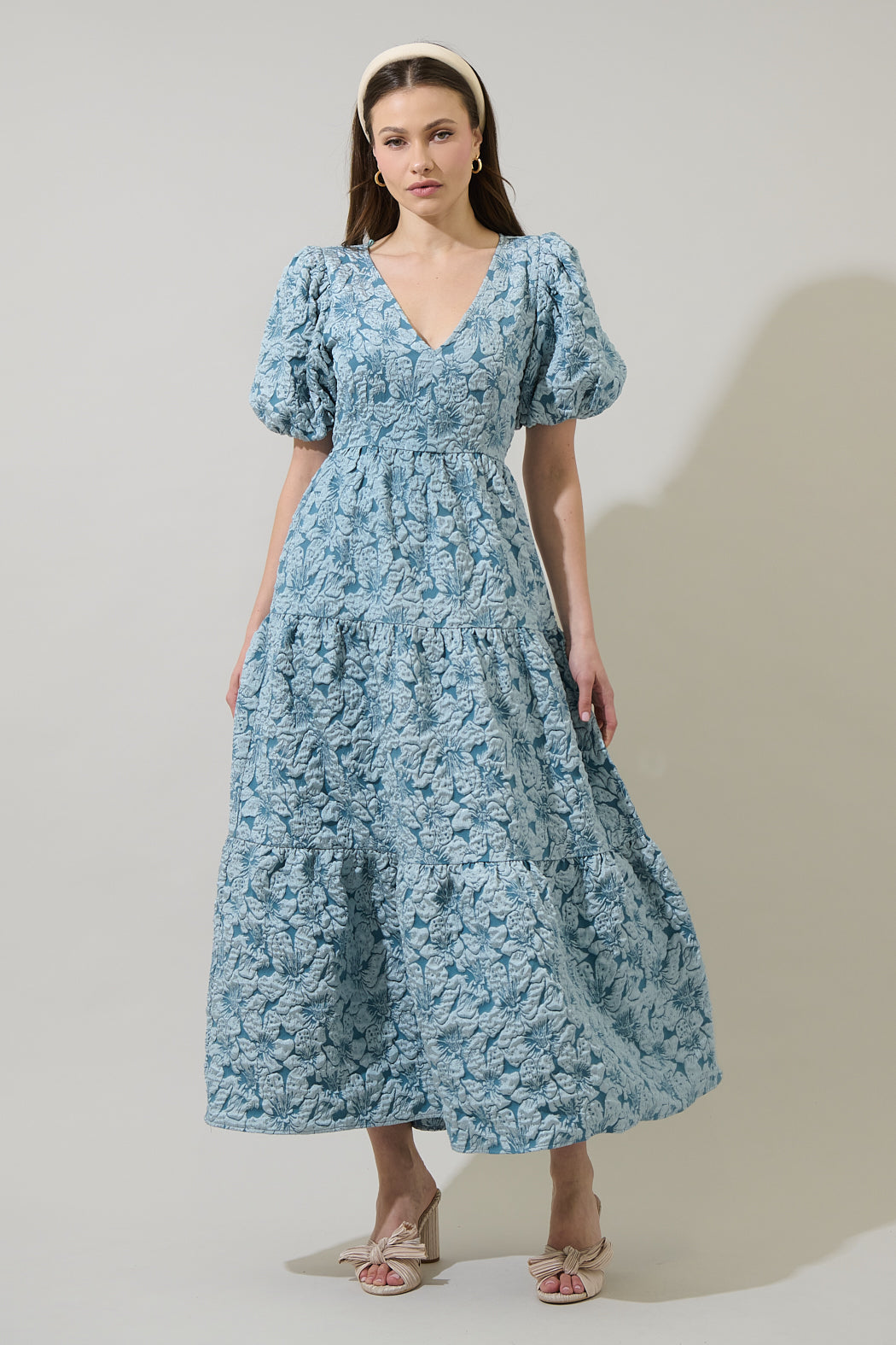 Arielle Jacquard Maxi Tiered Dress