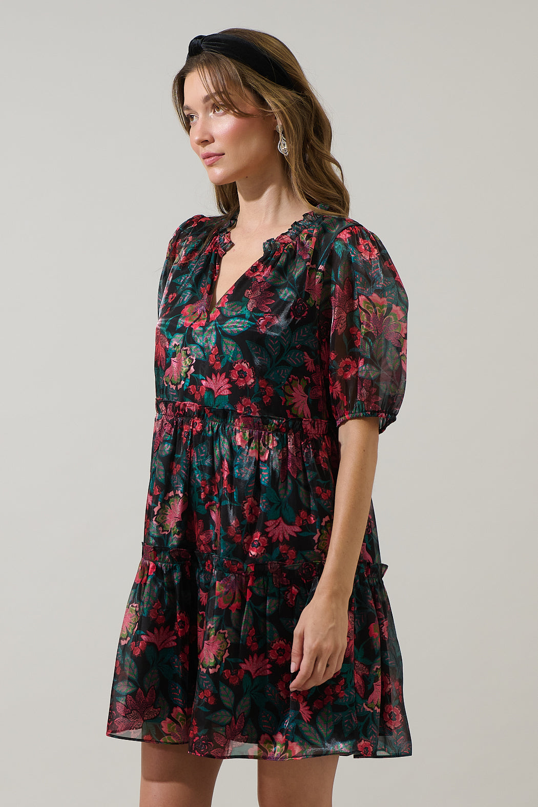 Briala Organza Islen Tiered Mini Dress