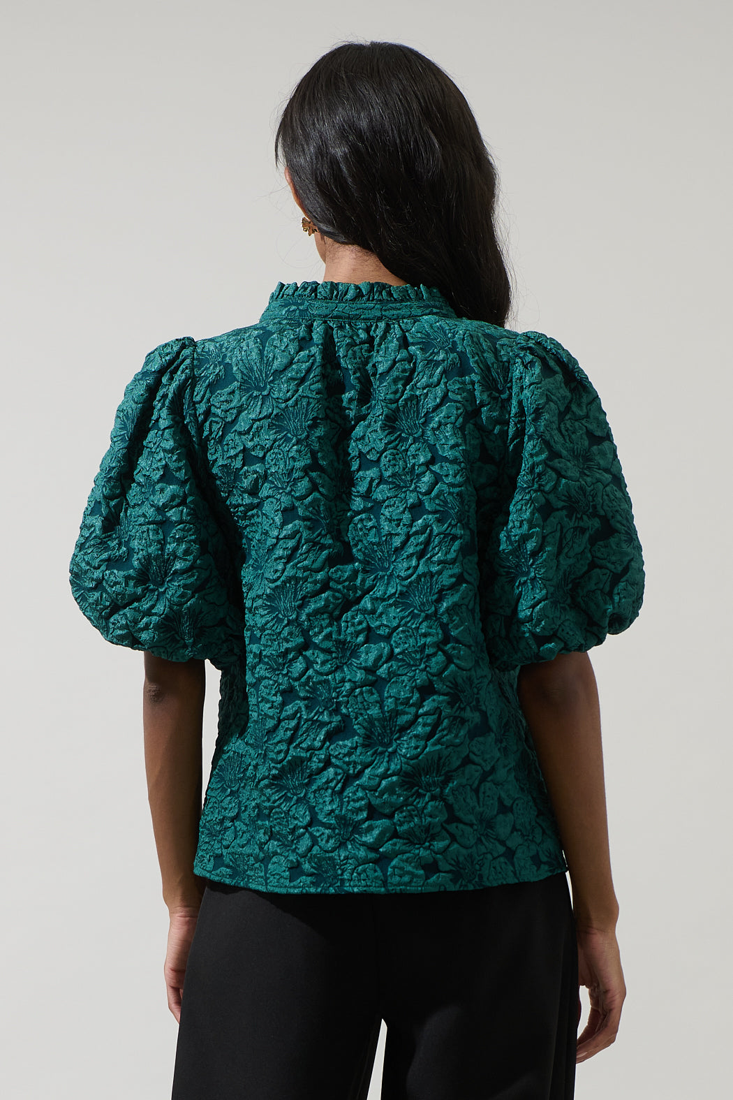 Arielle Jacquard Split Neck Top