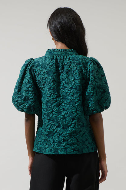 Arielle Jacquard Split Neck Top