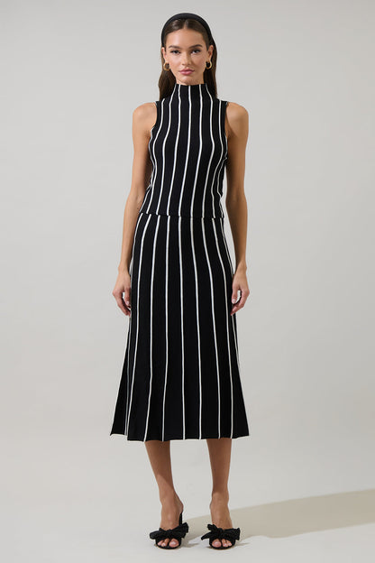 Devary Stripe Midi Knit Skirt