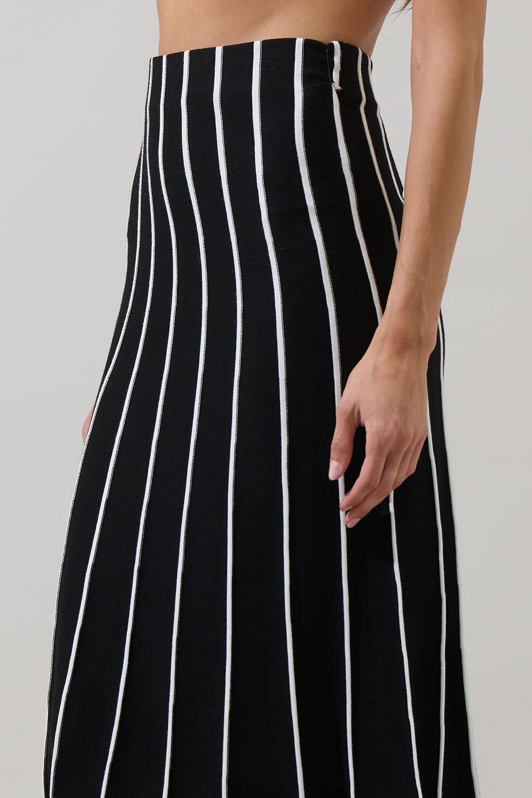 Devary Stripe Midi Knit Skirt