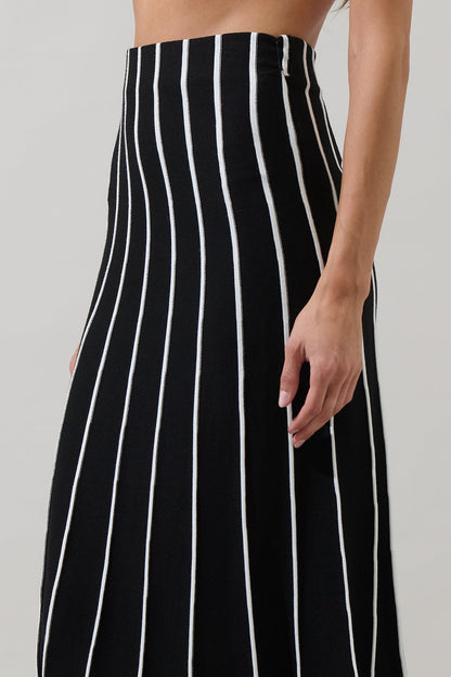 Devary Stripe Midi Knit Skirt