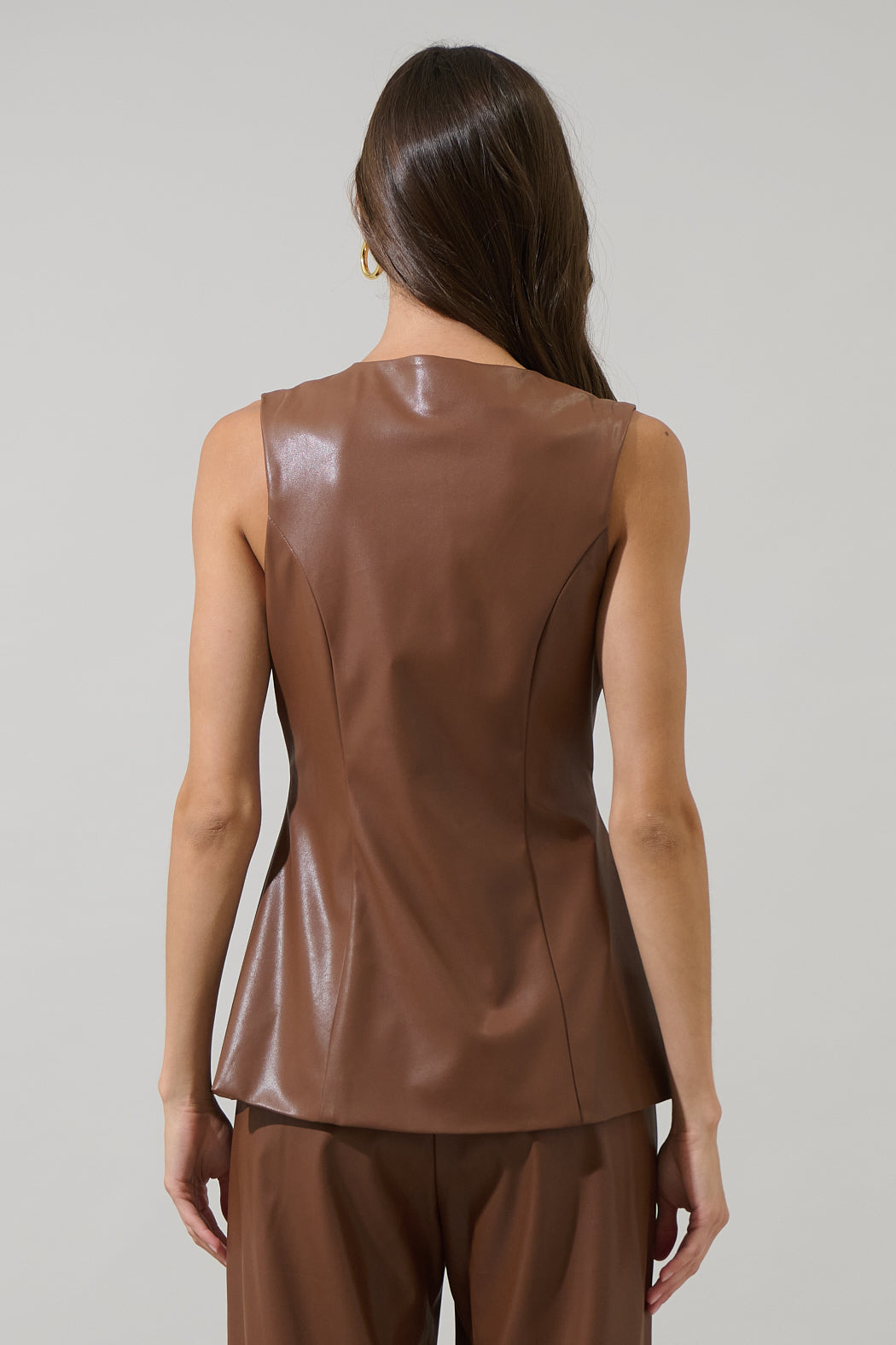 Anisa Faux Leather Maize Sleeveless Top