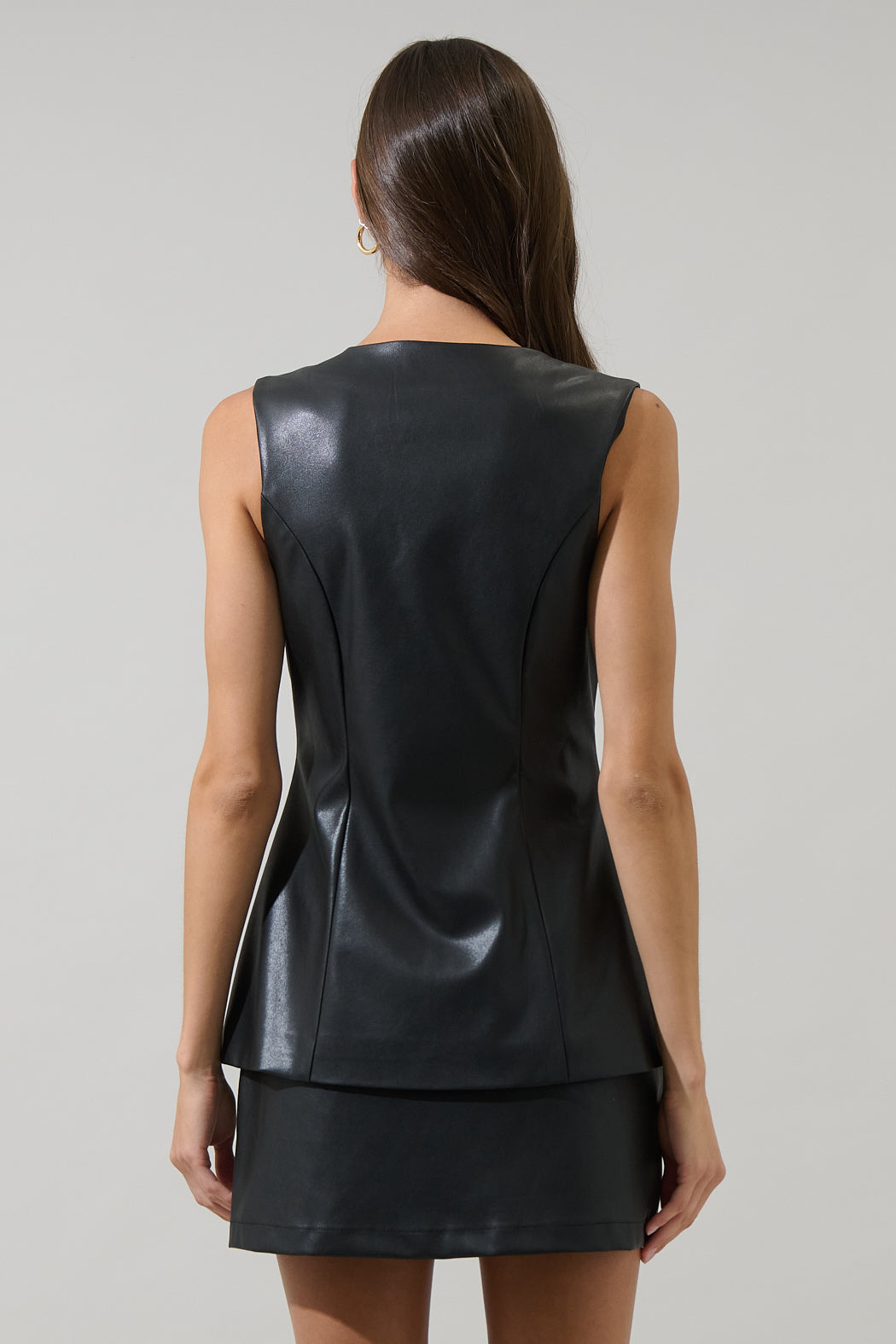 Anisa Faux Leather Maize Sleeveless Top