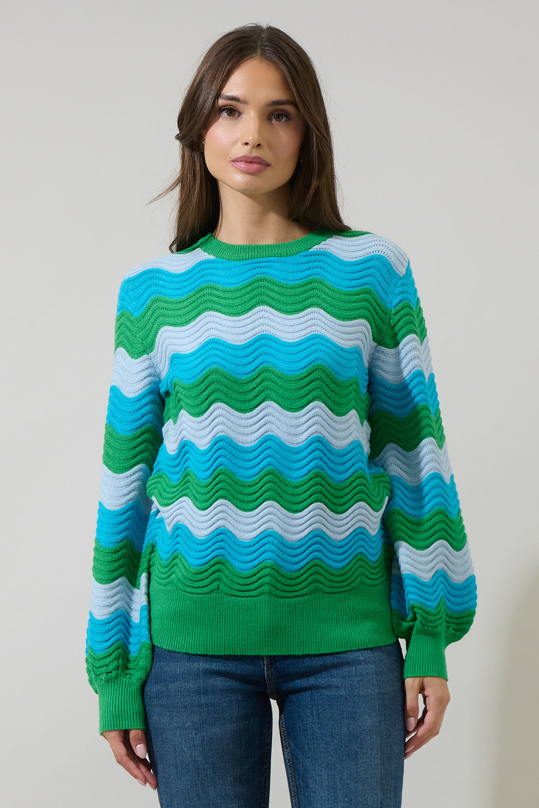 Elenor Wavy Striped Knit Sweater