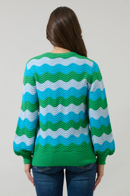 Elenor Wavy Striped Knit Sweater