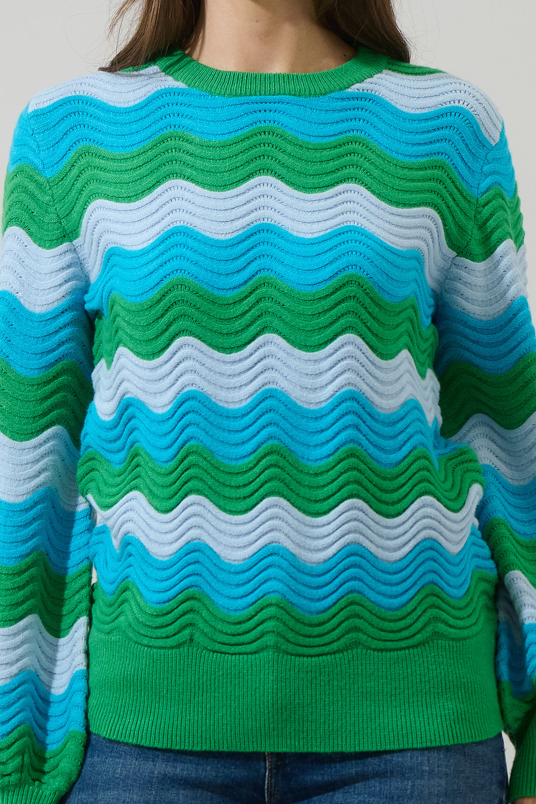 Elenor Wavy Striped Knit Sweater
