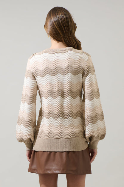 Elenor Wavy Striped Knit Sweater
