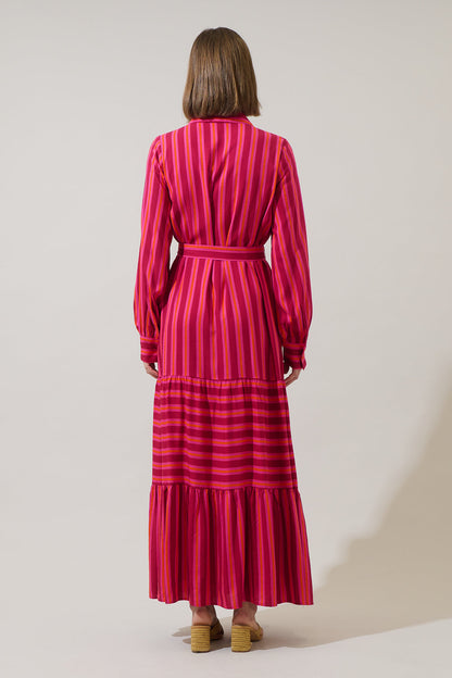 Clarisa Stripes Sofia Button Down Maxi Dress