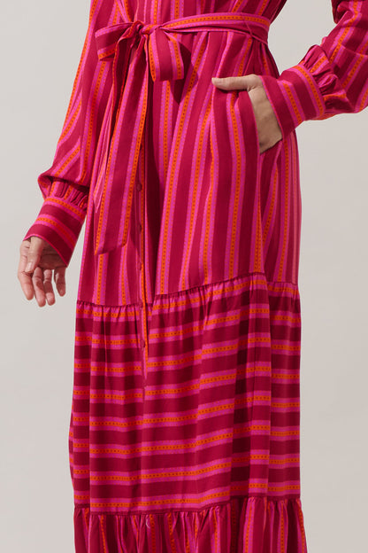 Clarisa Stripes Sofia Button Down Maxi Dress
