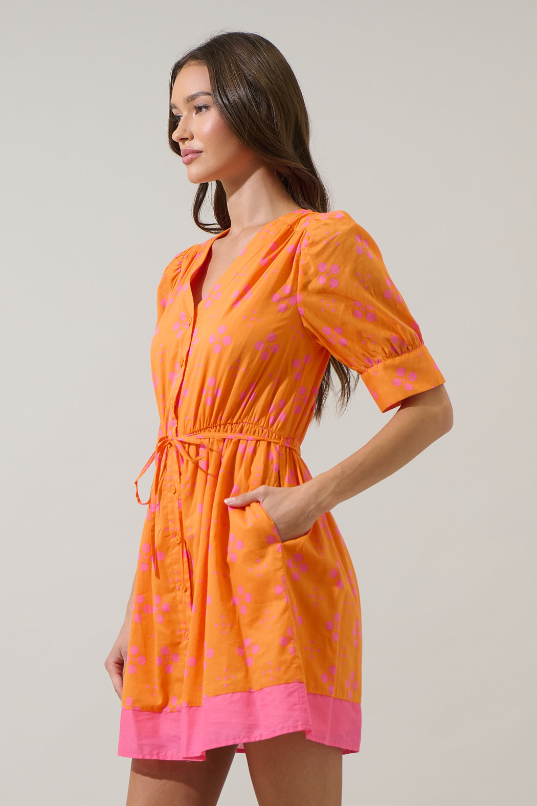 Donna Dot Elanie Button Down Mini Dress