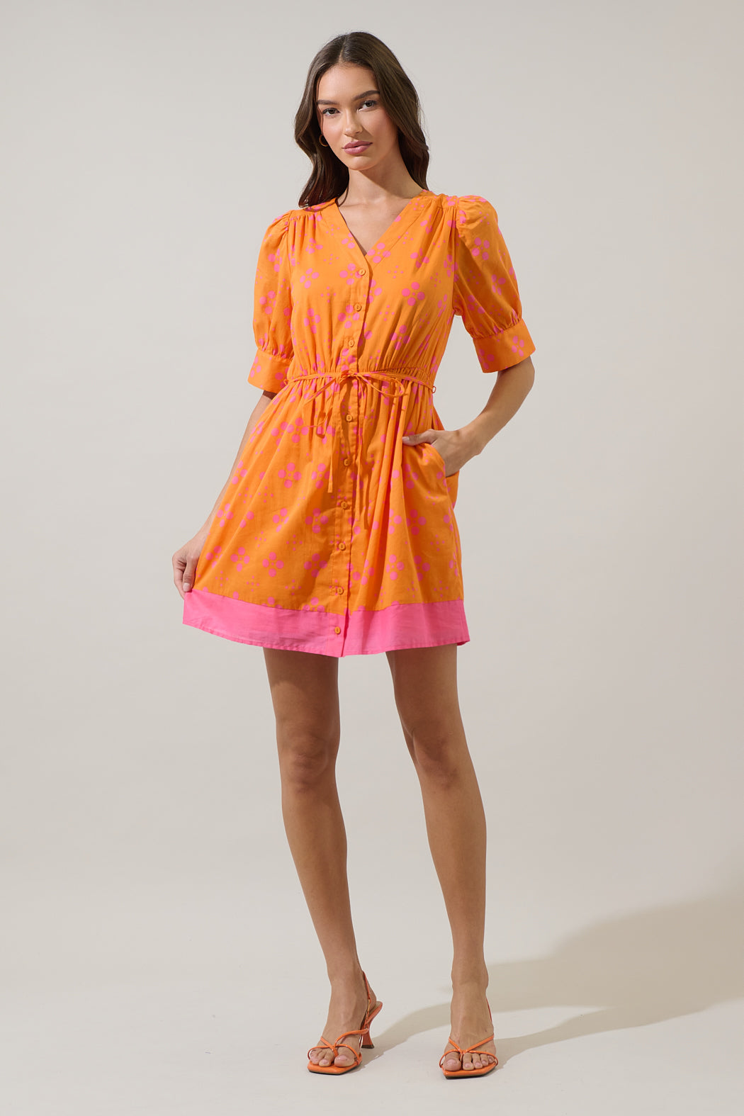 Donna Dot Elanie Button Down Mini Dress