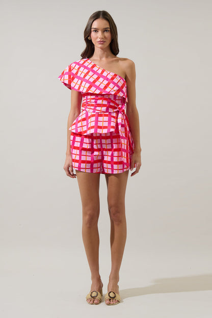 Darvy Checker High Waisted Kiera Shorts
