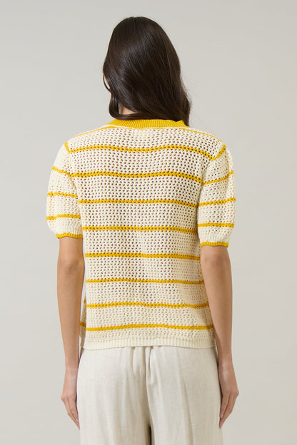 Dannah Stripe Crochet Sweater Top