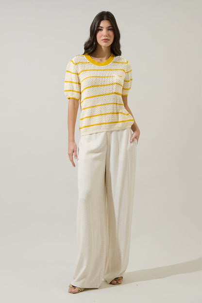 Dannah Stripe Crochet Sweater Top
