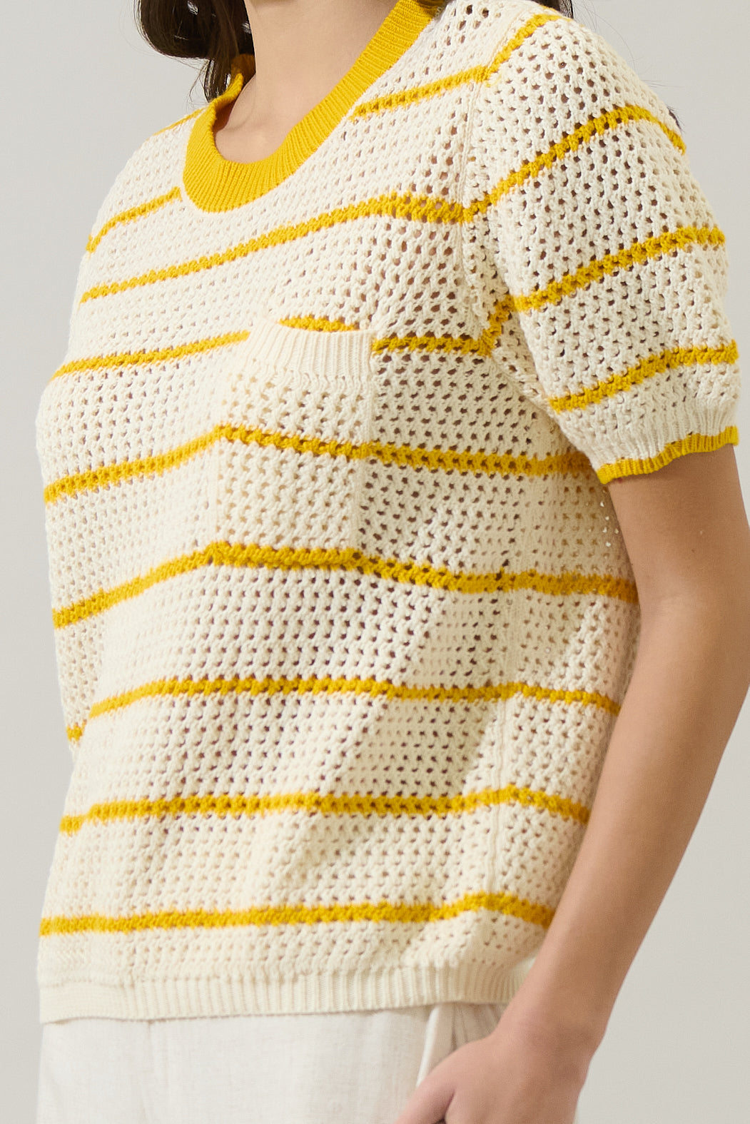 Dannah Stripe Crochet Sweater Top
