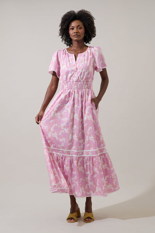 Daney Floral Ordy Smocked Midi Dress