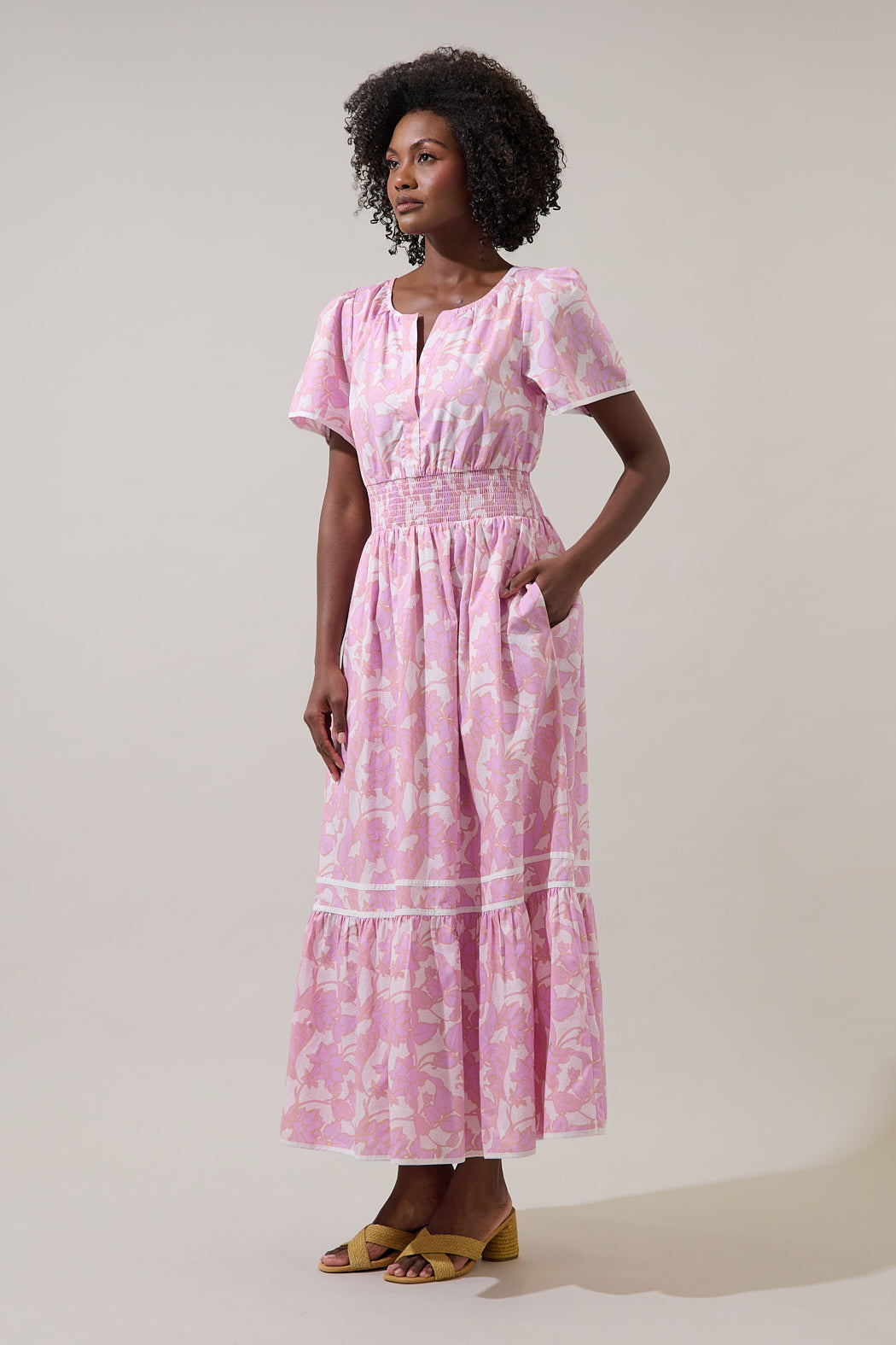 Daney Floral Ordy Smocked Midi Dress