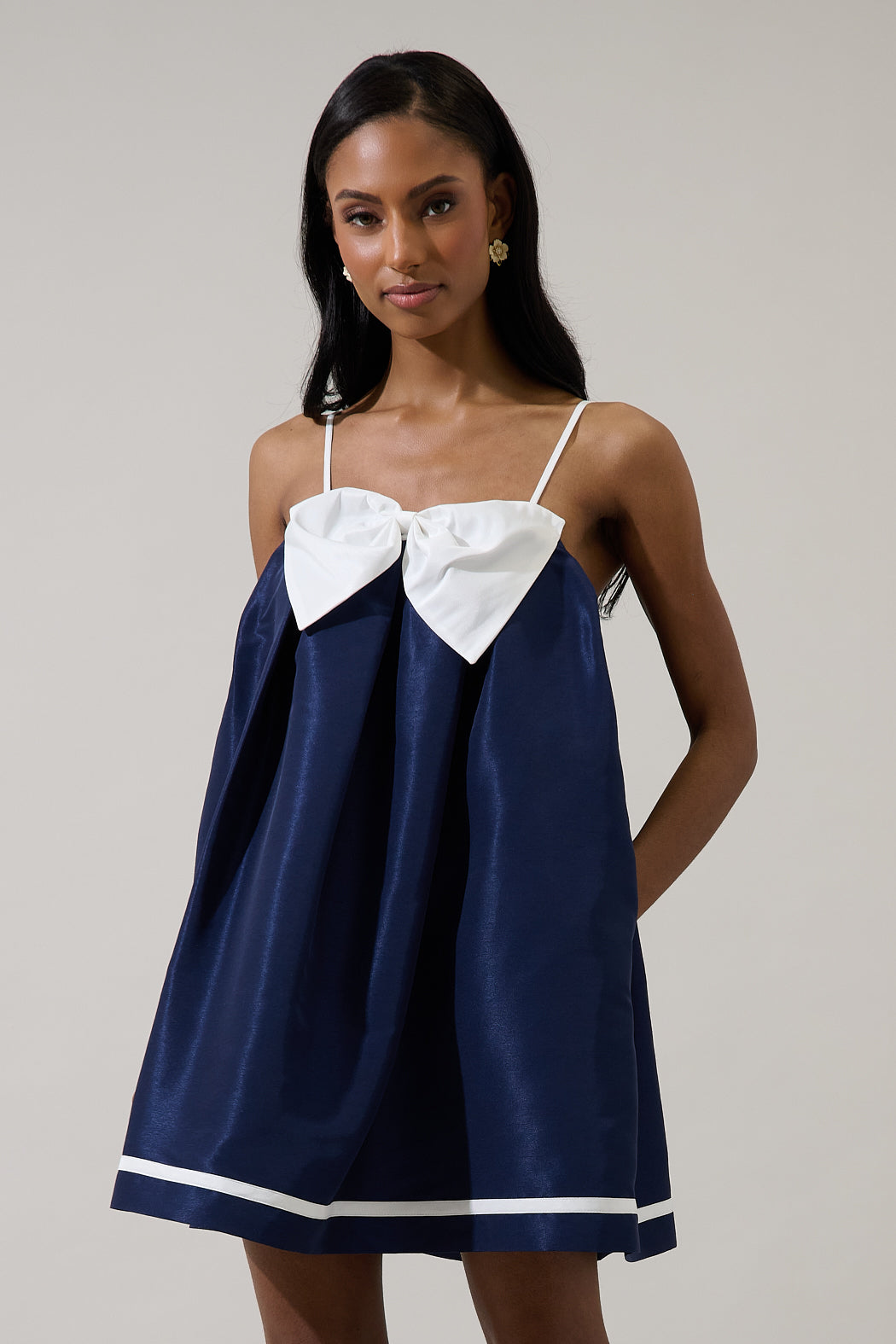 Domina Bow Trapeze Mini Dress