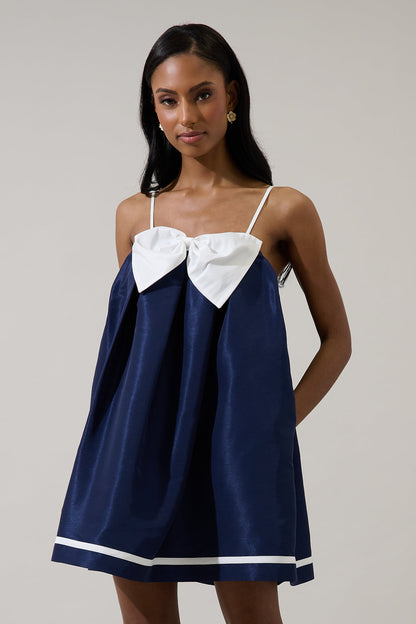 Domina Bow Trapeze Mini Dress